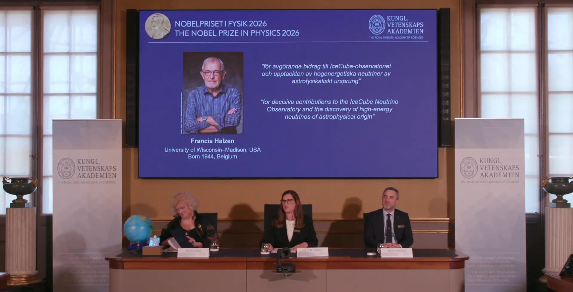 From Antarctic Ice to the Edge of the Universe, Halzen Wins 2026 Nobel Physics Prize