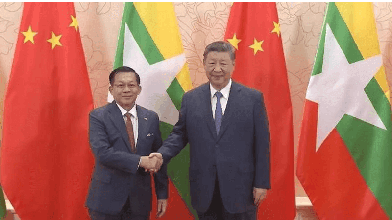 Myanmar Junta Chief Thanks Xi Jinping for Pressuring Ethnic Armed Groups