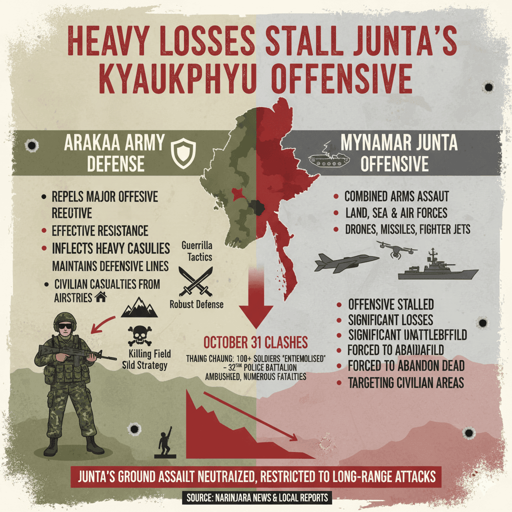 Heavy Losses Stall Junta's Kyaukphyu Offensive Against Arakan Army